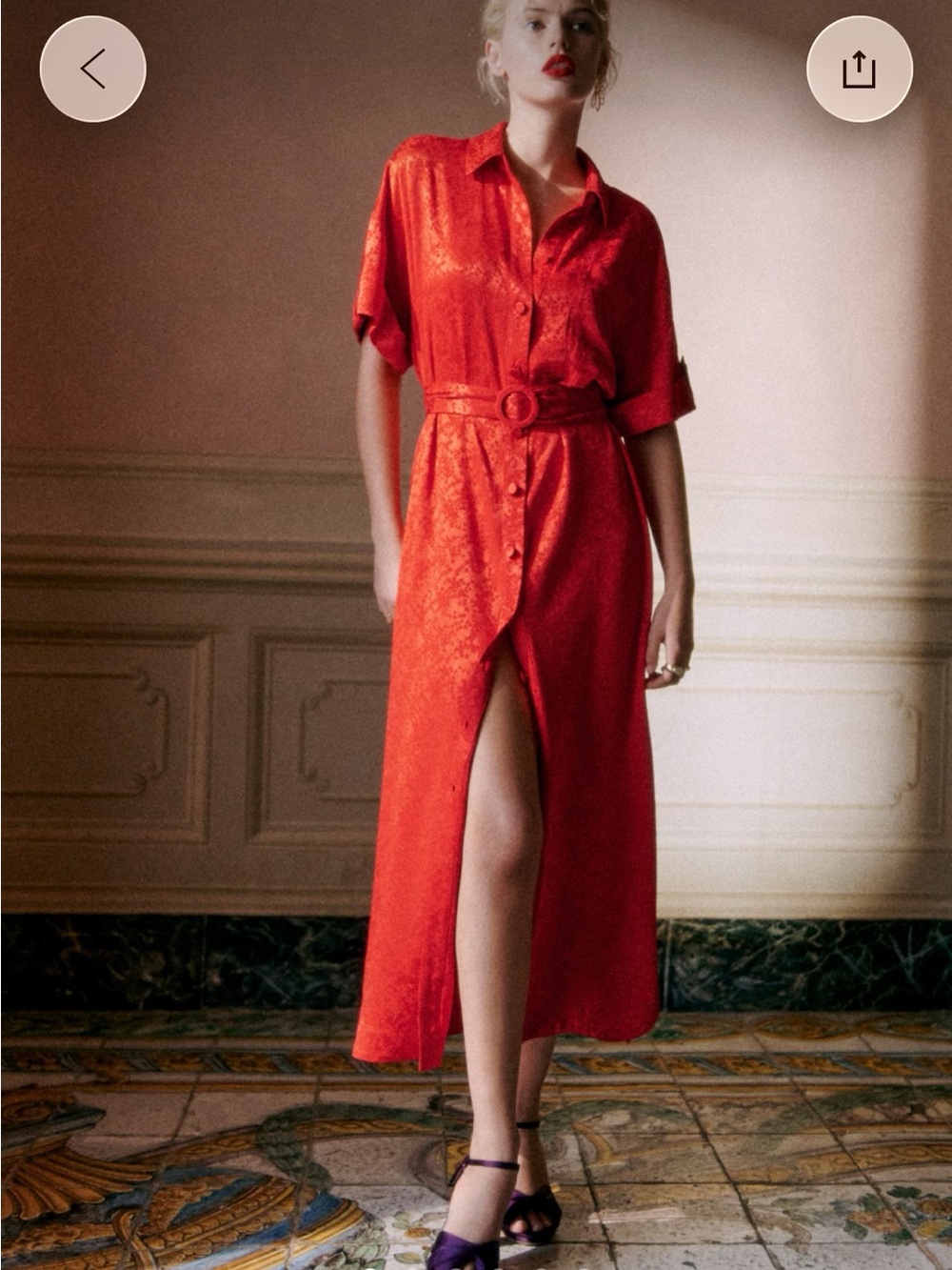 Sezane: Dora Red Button Dress - NWT